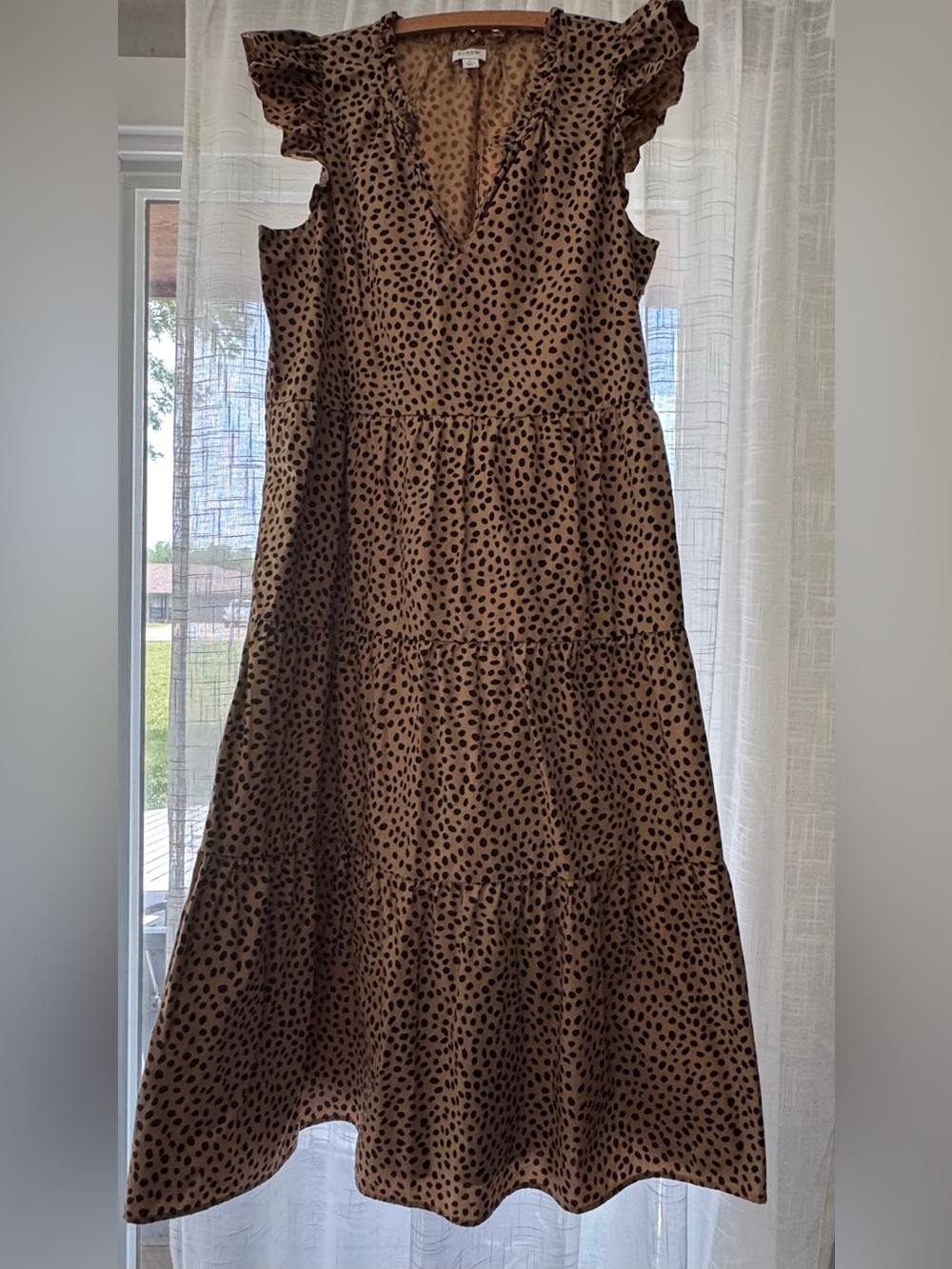 J Crew Polka Dot Tiered Midi Dress